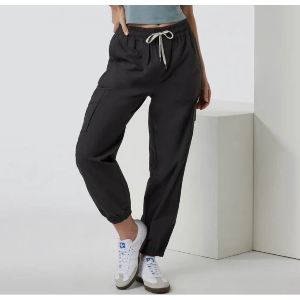 Vuori Womens Black Performance Cargo‎ Joggers Elastic Waist VW4103 Charcoal L
